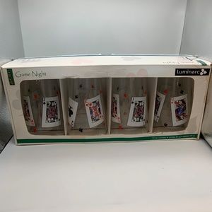 New Set of Four Luminarc Game Night Glasses 16 oz Coolers